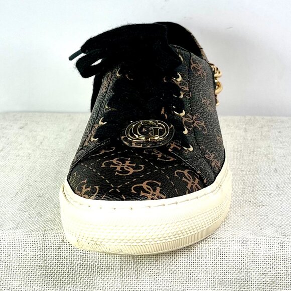 GUESS Luxe Chain-Embellished Snakeskin Sneakers Designer Streetwear Size 7 ½ M - Picture 11 of 16